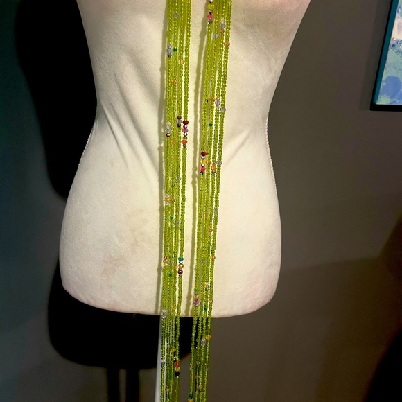 Single strand Lemon Green tie-on waist beads 38 Inches Length - Picture 3 of 7
